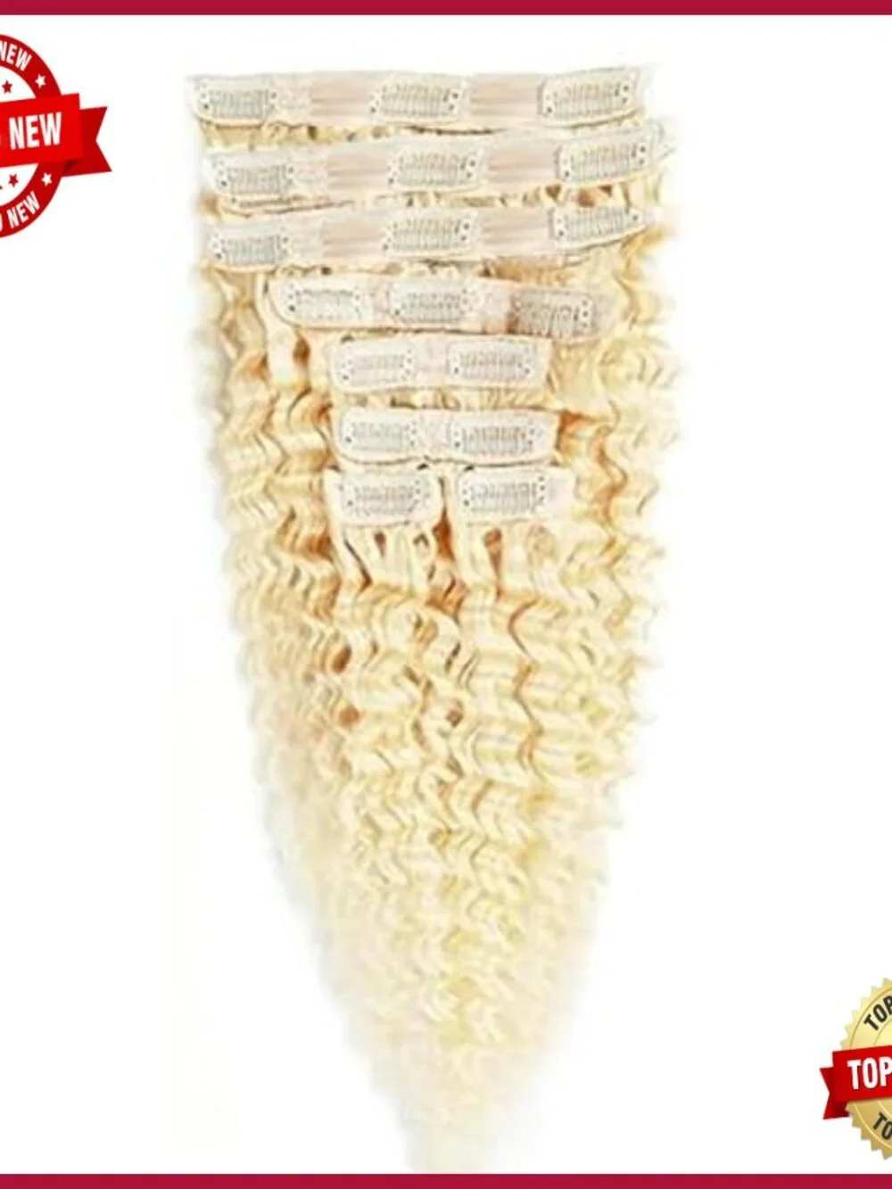 32 Inch Clip-In Human Hair Extensions, Deep Wave Texture, 7 Pieces